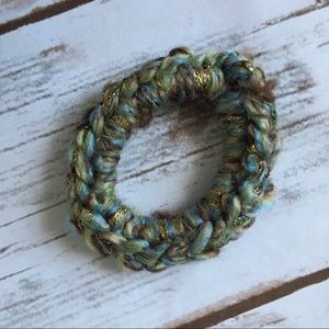 Textured, mixed yarn, hand made scrunchie.